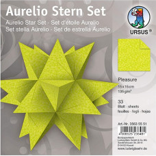 „Ursus Aurelio Star Pleasure“ 35635551 Sulankstomi lapeliai, 33 vnt., 135 g/m² popierius, apytikriai 15 x 15 cm, atspausdinti abiejose pusėse. Puikiai tinka kaip Kalėdų dekoracija