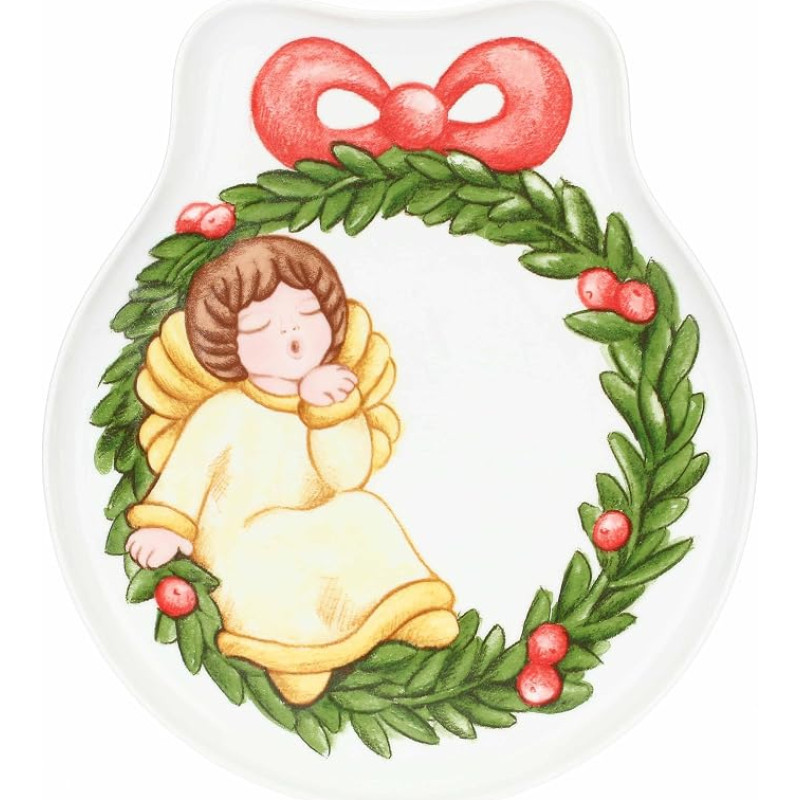 THUN - Porcelain Wreath Plate 32 x 28 cm Height 2 cm Christmas Surprises Collection