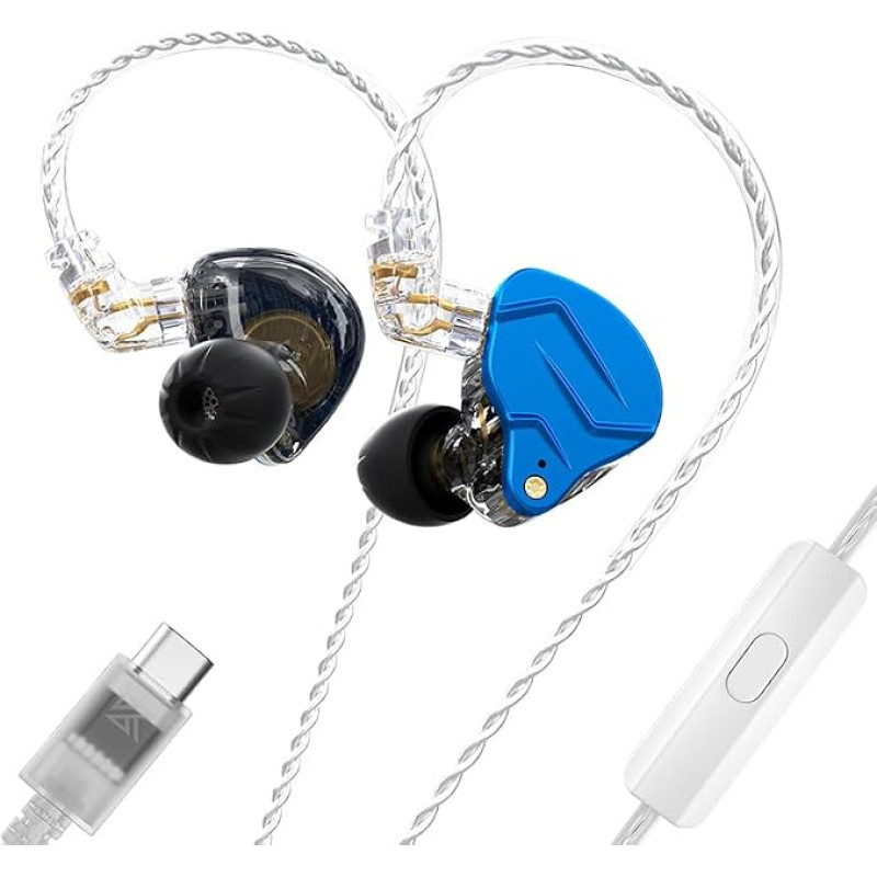 Yinyoo KZ ZSN PROX USBC Wired IEM Headphones with Microphone - Blue