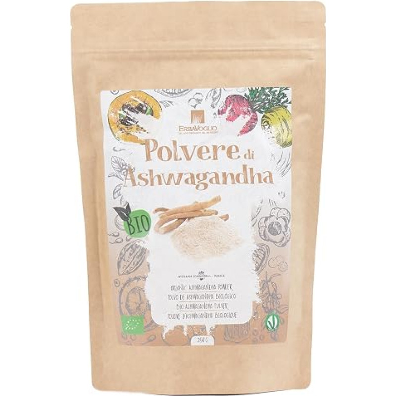 „Erbavoglio“ ekologiškas ašvagandos milteliai, 1 pakuotė (1 x 250 g)