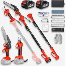 4-in-1 Telescopic Pole Pruner Battery Set, 8 Inch Chainsaw & Cordless