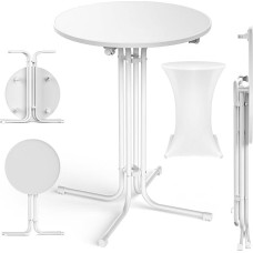 Folding Bar Table, Bistro Table, Folding Round Bar Table with Cover, Weatherproof for Gardens, Bistro, Weddings and Outdoor Occasions, White