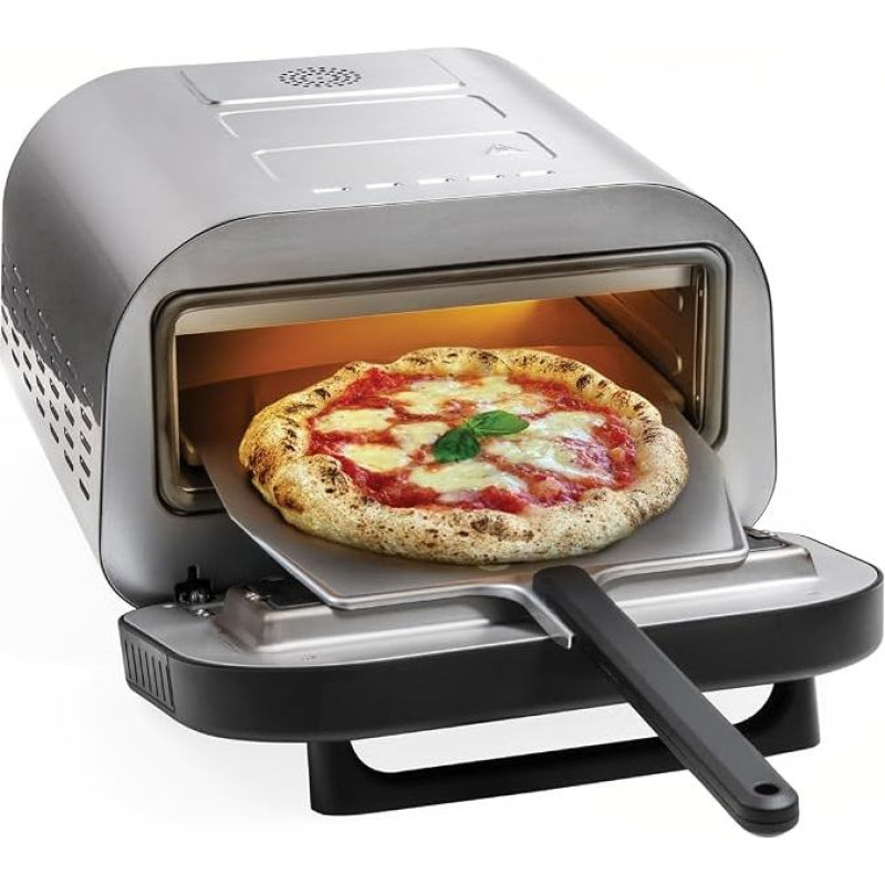 „MACOM Just Kitchen 884“ profesionali picos krosnelė, profesionali picos krosnelė, iškepa per 2 minutes, įkaista iki 400°, išimamas šamotinės plytos įdėklas, 32 cm, 1700 W