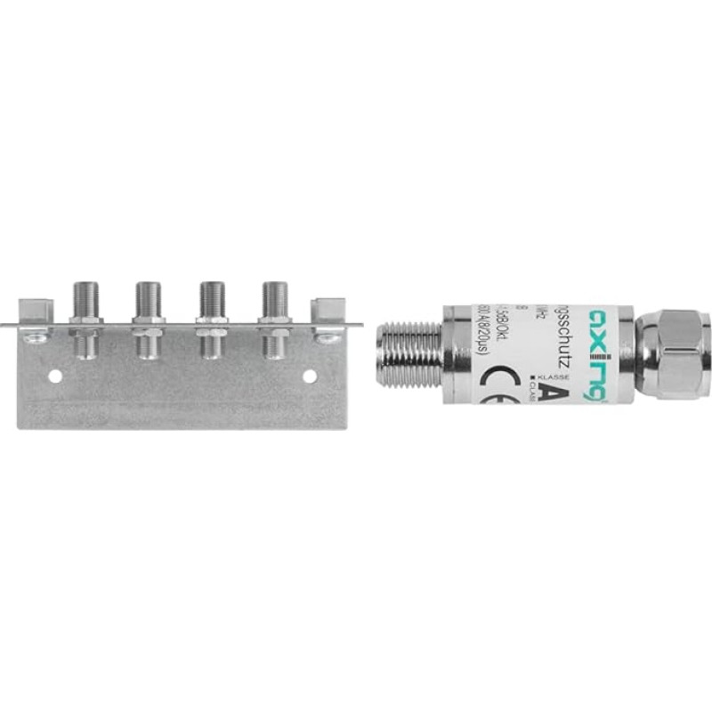 Axing QEW 4-06 Earthing Angle 4-Way for Multiswitch SPU xx8-06 Potential Equalization Metal & SZU 6-02 Surge Protection for Cable and SAT (F Connection)
