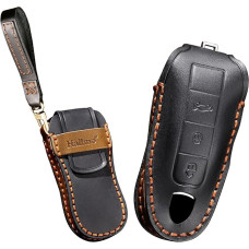 ontto Leather Car Key Case Fits Porsche Cayenne Macan 911 Carrera Boxster Cayman Panamera 970 981 991 Remote Control Cover Key Case Key Case Key Protection Black