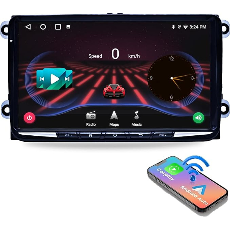 Android 13 Car Radio Compatible with VW Golf 5 Radio Passat B6 Passat B7 Touran Radio Skoda Fabia with Carplay Android Car, 9 Inch QLED Touchscreen with Bluetooth WiFi/4G AM/FM SWC (Octa-Core, 6 + 128