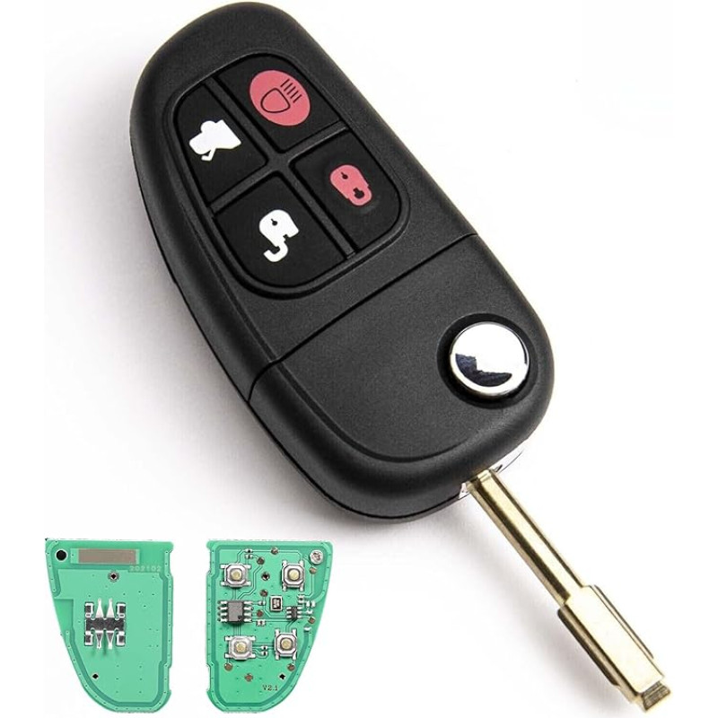 433MHz For Jaguar XJ XJR X Type S Type S Type 4 Buttons Flip Remote Key Fob 2002-2009 NHVWB1U241 ID60 Chip FO21 Blade