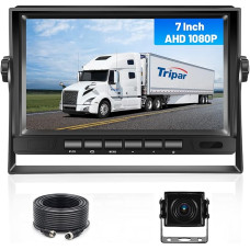 Hikity AHD Reversing Camera Kit with 7 Inch Rear View Monitor, 12-24 V Cable Reversing Camera Set with P68 Waterproof IR Night View Car Reversing Camera 4 Pin 15 m for Car, SUV, Van, Camper Van,