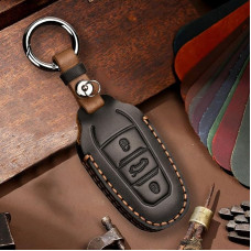 ontto Car Key Case Cover Fits Opel Grandland Crossland X Peugeot 301 408 508 2008 3008 Citroen C4L C3-XR Leather Key Case Key Box Key Protection Case Black