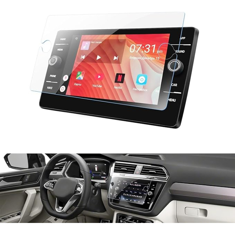 WEIPIN 8 Inch Navigation Tempered Glass Screen Protector for VW Tiguan/Golf/T-ROC/Passat, GPS Navigation Screen Protector with Tempered Glass 9H Scratch-Resistant Anti-Fingerprint (Supports Discover