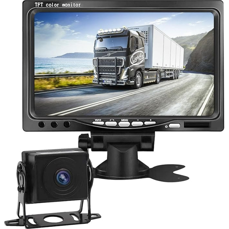 3T6B 7 in Digital Reversing Camera System, 1024 x 600 Video Security Surveillance, with Waterproof Camera for Buses, Trucks, Trailers (6 m Aviation Connector)
