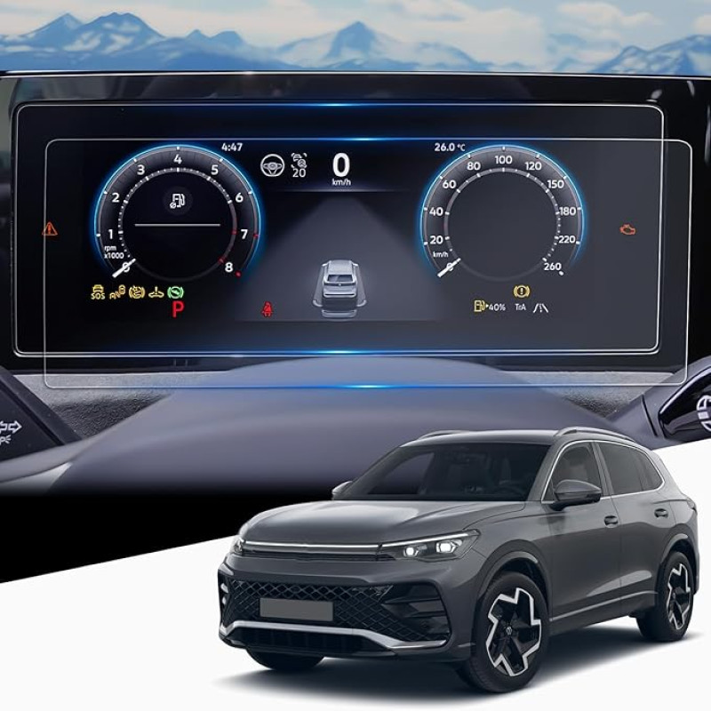 WEIPIN Pack of 2 10.25 Inch Digital Cockpit Screen Protector for V-W Ti-guan 3 2024 2025 Tempered Glass Screen Protector for Discover Pro Max Accessories Suitable for 9H Scratch-Resistant