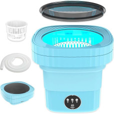 Foldable Mini Washing Machine, 8 L 1.8 kg, 2-in-1 Capacity Camping Washing Machine, Deep Cleaning of Underwear, Baby Clothes, Small Clothes for Homes, Dormitories, Hotel, Blue