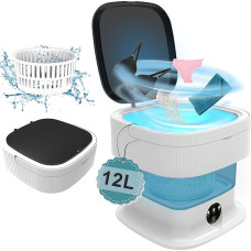 12L Camping Washing Machine, 2 kg 2-in-1 Mini Washing Machine, Deep Cleaning of Underwear, Baby Clothes, Socks, Shorts, Headgear, Portable Washing Machine for Homes, RV, Hotel