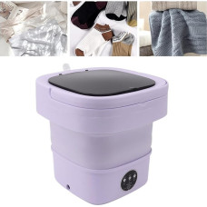 Tnfeeon Small Collapsible Washing Machine, Portable Dehydrator, 6L Mini Bucket Washing Machine for Underwear, Socks (Purple)