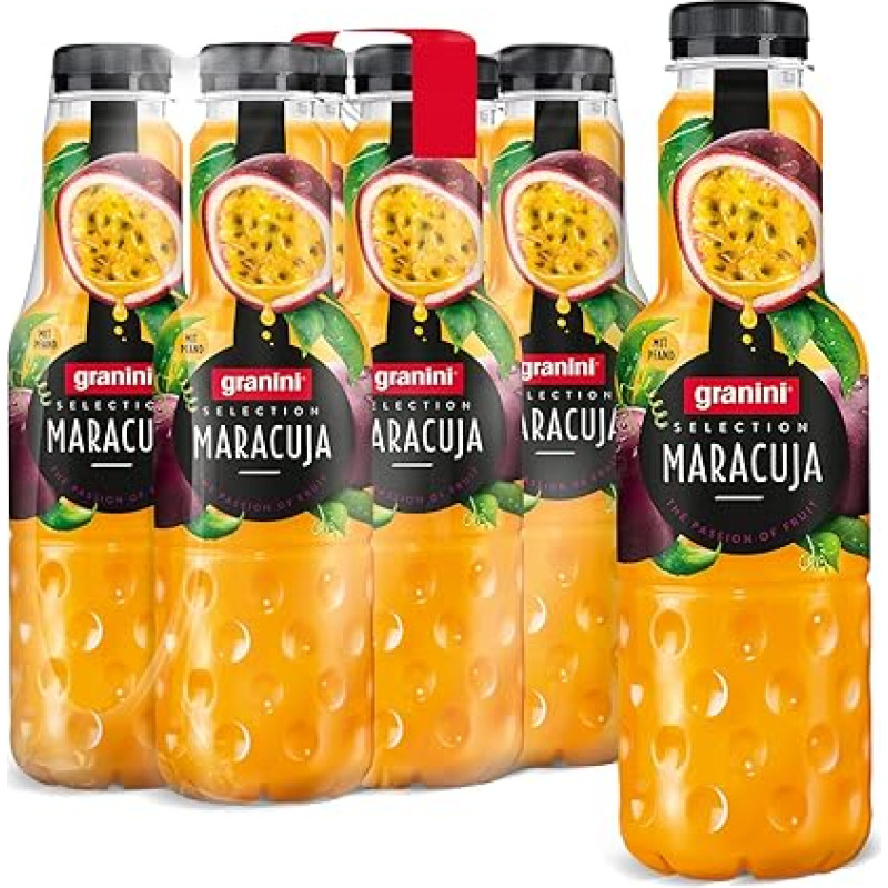 granini Selection Passion Fruit (6 x 0.75 L), 20% Fruit, Passion Fruit Juice Drink, Vegan, Exotic Fruit Enjoyment, Lactose-Free, Ideal for Mixing, with Deposit