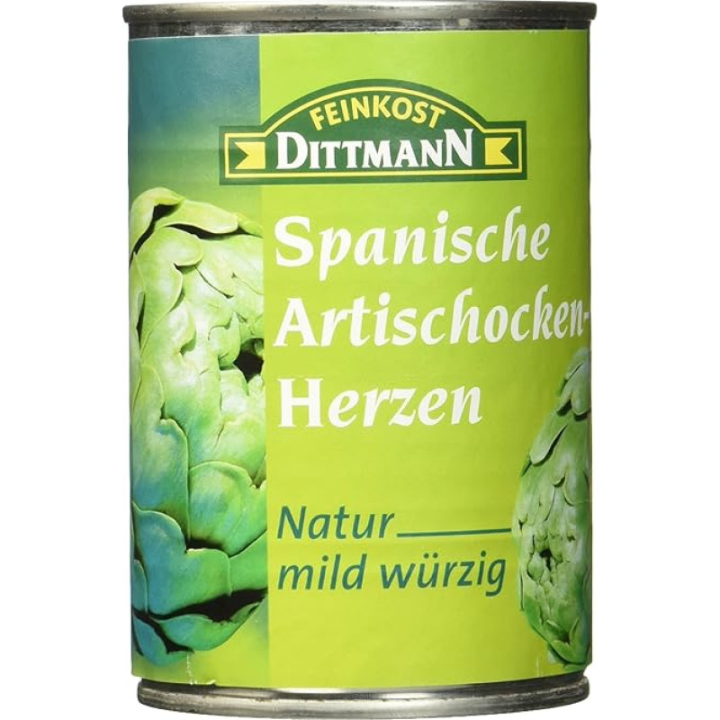 Feinkost Dittmann ispaniškų artišokų širdelės natūralios 1 x 390 g (240 g nusausinto svorio)