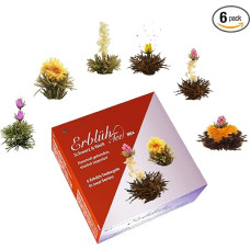 Creano Tea Flowers Mix - Blooming Tea in Elegant Gift Box - White & Black Tea (6 Different Varieties of Tea Rose)