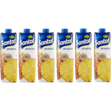 6 x Parmalat Santal I Classici Succo di Frutta ananasų vaisių sultys, 100 % natūralios kilmės, gaivusis nealkoholinis gėrimas, 1000 ml