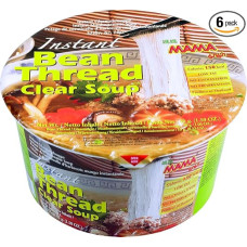 MAMA Instant Bowl Glass Noodles Clear Soup - rytietiška greito paruošimo makaronų sriuba - autentiška tailandietiška virtuvė - 6 x 45g