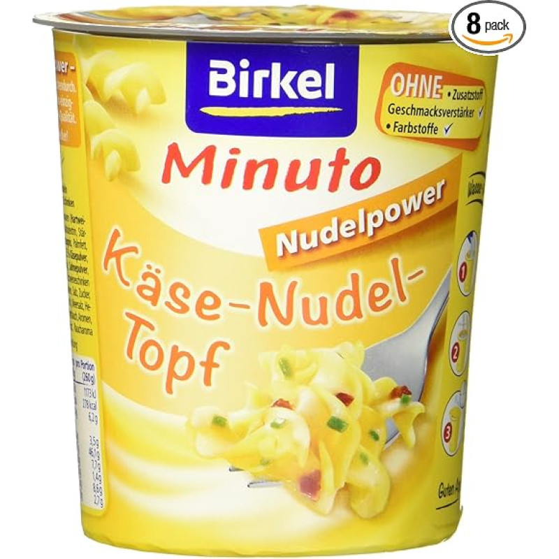 Minuto Birkel Minuto Cheese Pasta Pot 8 Pack (8 x 70 g)