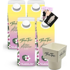 Bratee X Katja Krasavice Bali Edition 4 x Ice Tea BraTee Bali Edition 4 x Special Iced Tea Each 750 ml + Free Drink Holder + Autograph Card BRATEE Limited Edition Ice Tea Multifruit with Vanilla