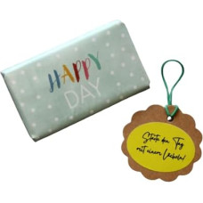 Employee Motivation Gift - Whole Milk Chocolate with Message (40 g each) - Attention to Motivate - Anti-Stress Gift Company - Fun Office Company (Pack of 8, Happy Day)