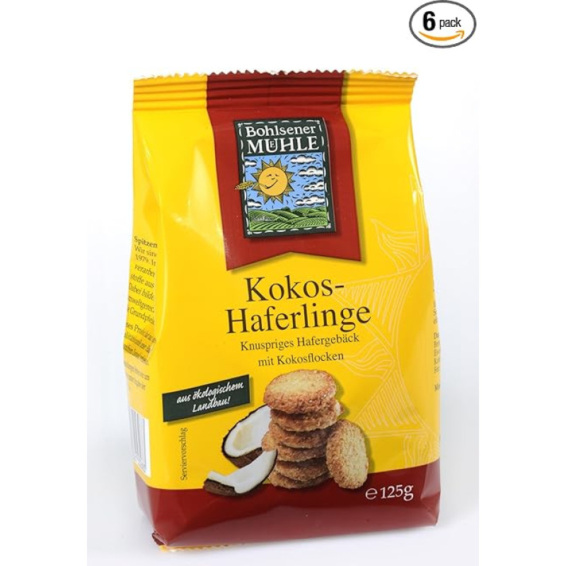 Bohlsener Mühle Coconut Oatlings Organic Pack of 6 (6 x 125 g)