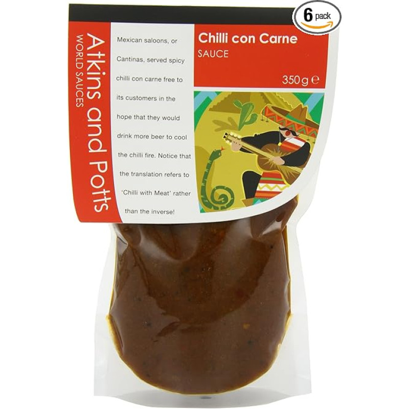 Atkins and Potts Chilli con Carne padažas 350 g, 6 Stück