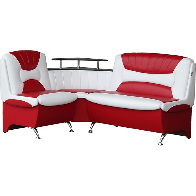 Raudonos / baltos dirbtinės odos minkštas valgomojo kampinis suolas 