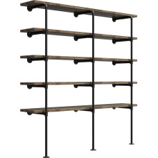 190cm High, 35cm Deep, 3 Pack Industrial Retro Wall Mount Iron Pipe Shelf Open Bookcase Hanging Bracket DIY Kitchen Shelves Tool Rack Office Shelves Pipe Shelves