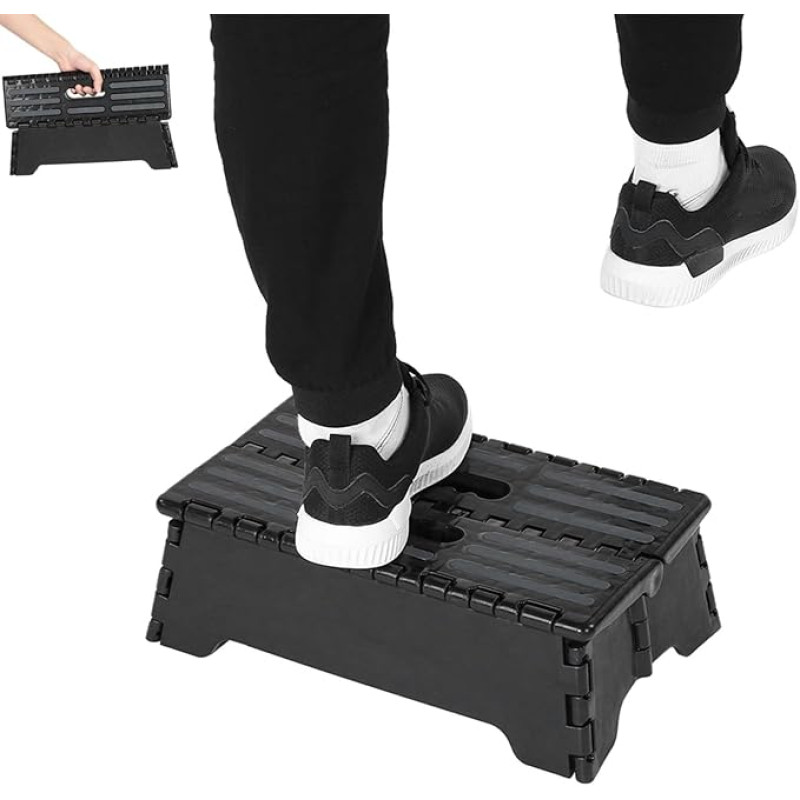 Step Stool, Portable Folding Stool, 13cm Half Step Non-Slip Mobility Aid Non-Slip Folding Footstool with Handle, Step Stool for Adults, Elderly, Kids, Bathroom, Travel,