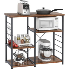 SogesHome 3-stöckiges Küchen-Bäckerregal, Utility Mikrowellen-Ofenständer, Küchenaufbewahrung organisieren Regal, Kaffee-Snackstation für Wohnzimmer, Küche, Restaurant, Schlafzimmer, Vintage Braun