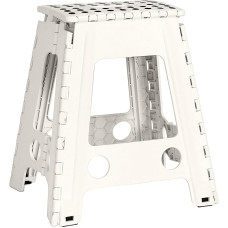 JEVX Folding Stool for Kitchen and Bathroom, 45 cm High, for Adults and Children, XXL, Load 130 kg, Carry Handle, 45 x 40 x 34 cm, White