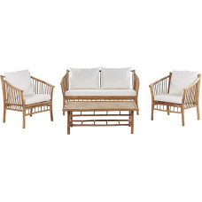 Maggiore Lounge Set of 4 Bamboo Wood Light Brown with Cushions Rustic White