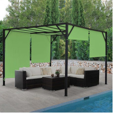Pergola Baia Garden Gazebo Patio Canopy, Sturdy 6 cm Steel Frame + Sliding Roof, Green, 4 x 4 m