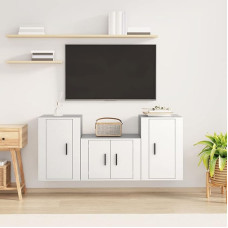 Homgoday TV-Möbel-Set, 3-teilig, weiß, aus mehrschichtigem Holz, Wohnzimmer-TV-Schrank, TV-Schrank, Couchtisch, TV-Ständer für TV, Wohnzimmer, Möbel