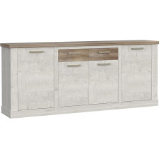 FORTE DURO Chest of Drawers with 4 Doors and 2 Drawers, Composite Wood, Pine White and Antique Oak, 212.8 x 90.3 x 41.3 cm