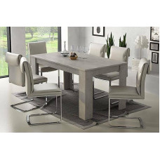 Dmora Extendable Dining Table, Extendable Console, Modern Table with Pull-Outs, 160 / 220 x 88 x 88 cm, Cement Colour