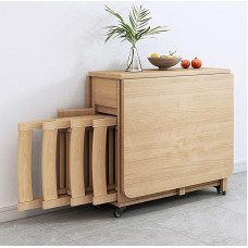 oiakus sulankstomas valgomojo stalo komplektas, išskleidžiamas medinis valgomojo stalas su 4 kėdėmis, išskleidžiamas stalas virtuvei, valgomajam, svetainei, restoranui, 1,4 m