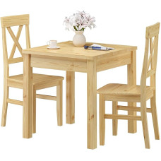 Klasikinis valgomojo komplektas su stalu ir 2 kėdėmis iš pušies masyvo 90.70-50 A Komplektas 23