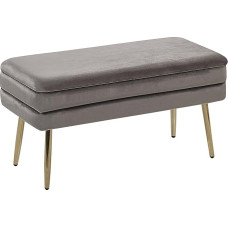 Beliani Durham Velvet Fabric Bench Stool Grey