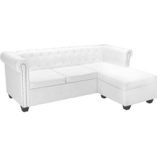 vidaXL Chesterfield Sofa L-Form Kunstleder Weiß Couch Ecksofa Wohnlandschaft