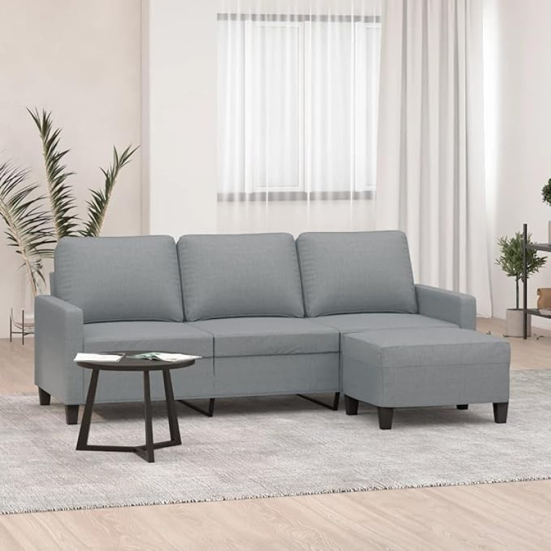 ShGaxin 3-Sitzer-Sofa mit Hocker Hellgrau 180 cm Stoff, Sofas & Couches, Sofa Wohnzimmer, Sofa Für Jugendzimmer, Relaxsofa, Sofa Für Schlafzimmer, Polstersofa 3201037