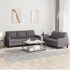 LAPOOH 2-Piece Sofa Set with Cushions Grey Faux Leather Sofa Bed Sofa Bed Couch Couch Sofa Bed Relax Sofa Sofas & Couches 3201380