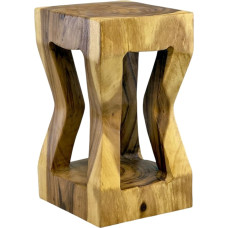 FaHome Wooden Stool Twisted Stool Curved Saman Wood Natural Side Table Furniture Flower Stool Solid Unique Side Table Storage Table