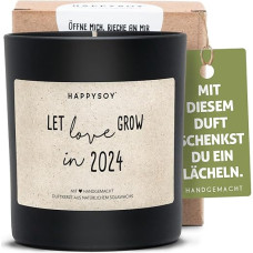 HAPPYSOY Soy Scented Candle in Glass with Saying Natural Handmade - Sustainable Personal Gift New Year's Eve Party Decoration - Best Friend Friend Parents Mum Dad Grandma Grandpa Happy New Year 2024