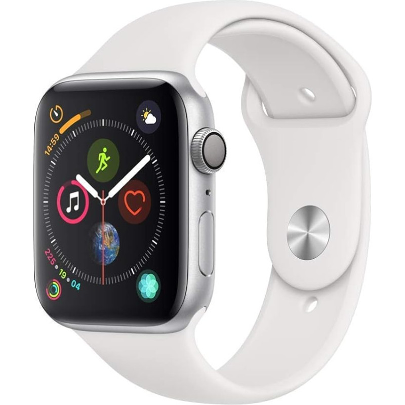 Apple Watch Series 4 (GPS, 44MM) Aluminiumgehäuse Silber mit Weiß Sportarmband (Generalüberholt)