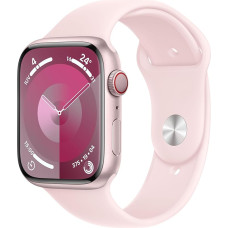 Apple Watch Series 9 (GPS + Cellular, 45 mm) with Rose Aluminium Case with Rose Sports Band, S/M (Refurbished)