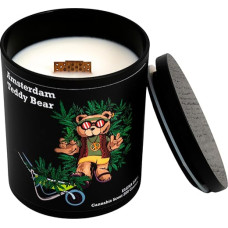 Amsterdam Teddy Bear Scented Candle for Men, Soy Wax, Candle with Crackling Wooden Wick, Handmade Candle 200 g, Burn Time up to 60 Hours Elena Days